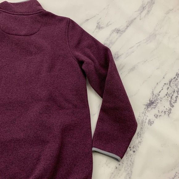 LL Bean Womens Sweater Pullover Size M Fleece Snap Trim Dark Purple Gray - Picture 9 of 11